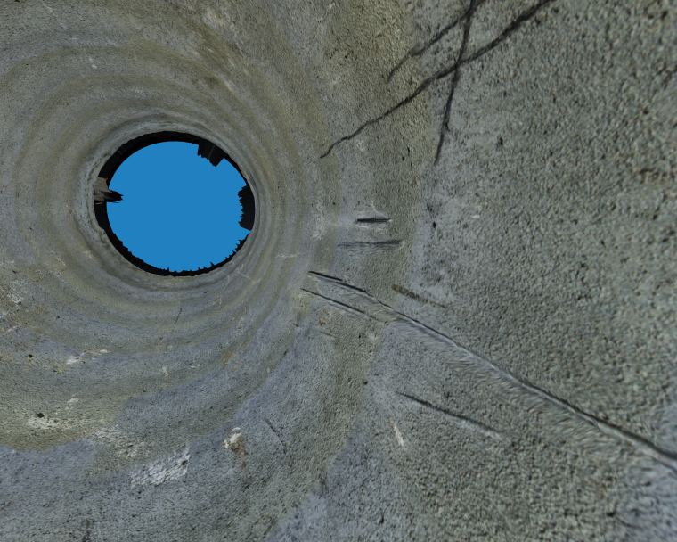 Gerendertes 3D-Modell eines Betonrohrs inkl. Beschädigungen 