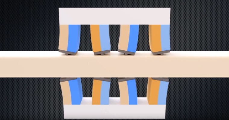 Die Bewegung im Piezomotor wird erzeugt, indem an ein piezoelektrisches...