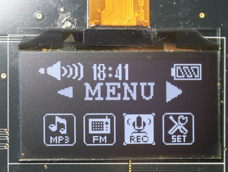 Ablesbarkeit eines OLEDs im Auflicht (hier von links oben)