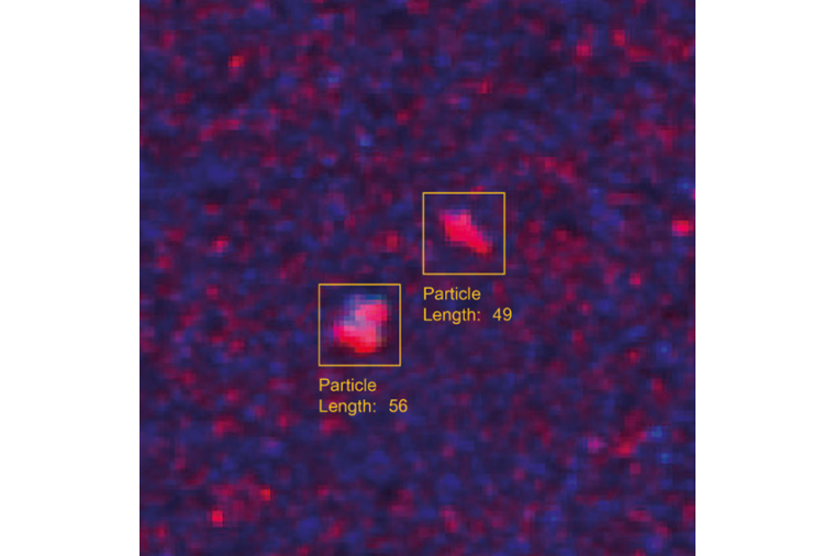 Kupfer-Partikel auf einer Anode; hier aufgenommen mit einer Zeilenkamera. Bild:...