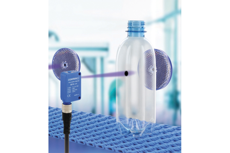 Der photoelektrische Sensor TRU-C23 nutzt UV-Licht und erkennt transparente...