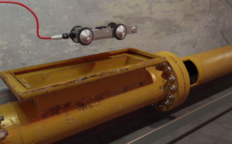 Pipe Crawler inspecting a pipe and sending images via long-reach HD video