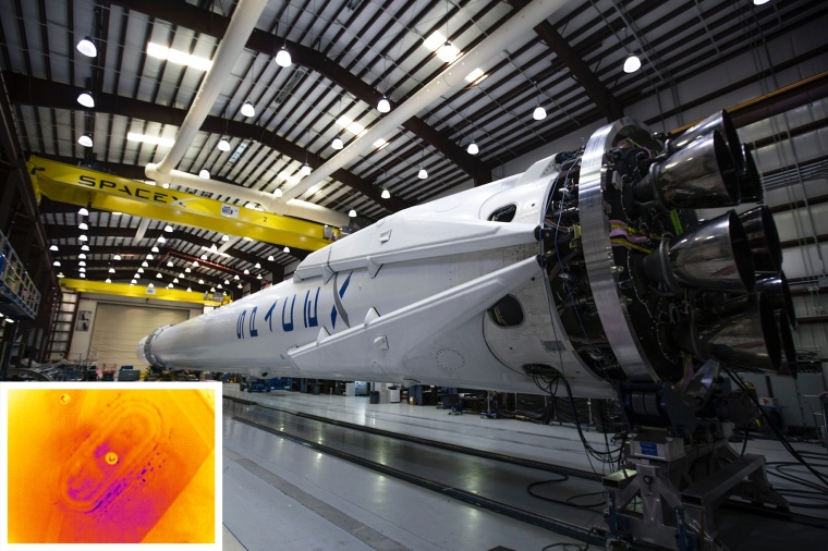 At SpaceX, the infra-red camera checked the rocket components for defects below...