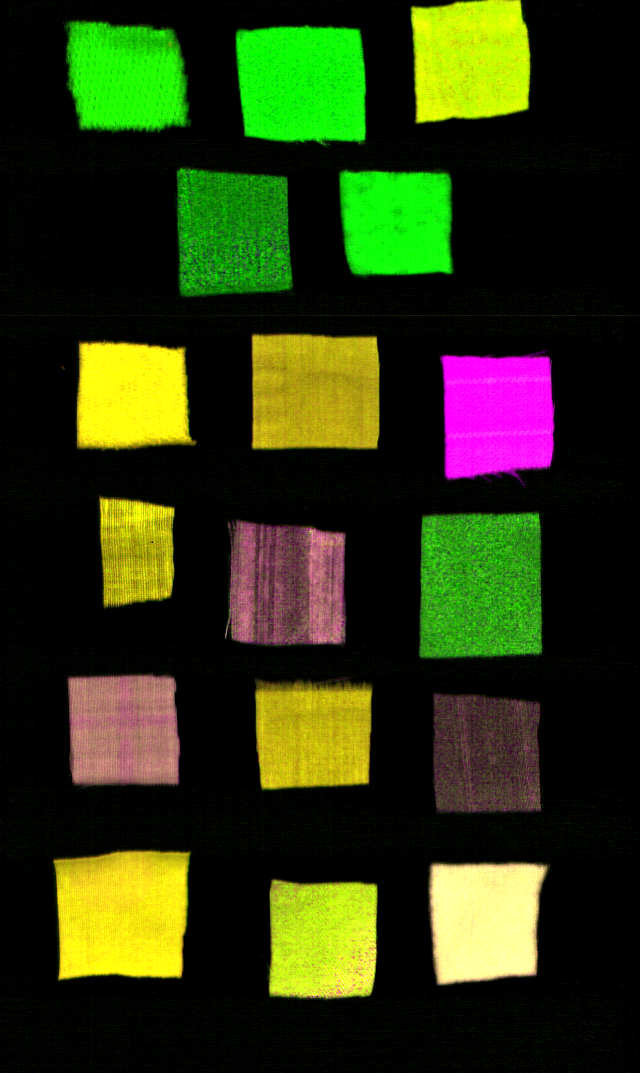 Prediction data (green: synthetic materials such as acrylic or polyethylene,...