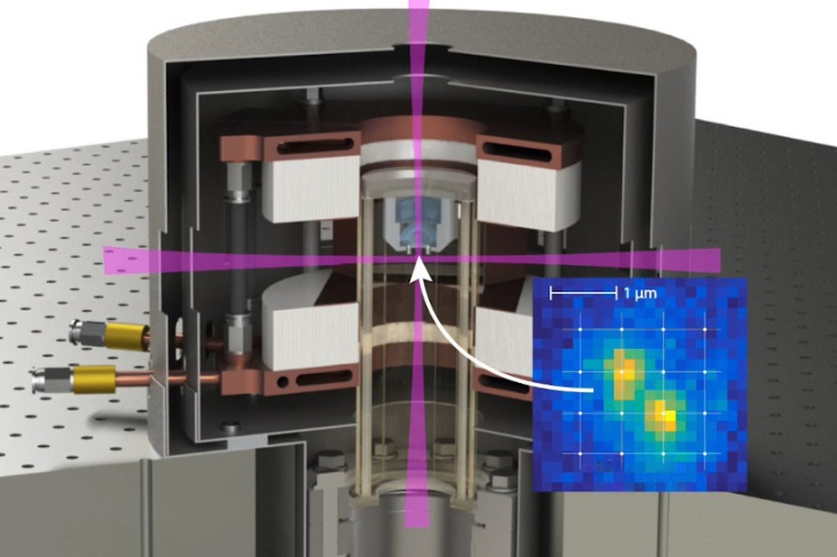 Illustration of the experimental apparatus: in the center the vacuum cell and...