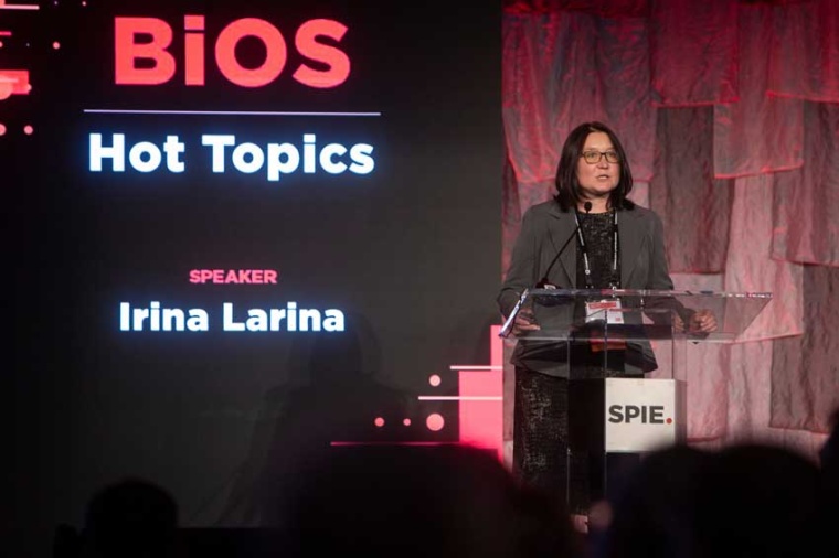 Irina Larina speaking at BiOS Hot Topics (Source: SPIE)