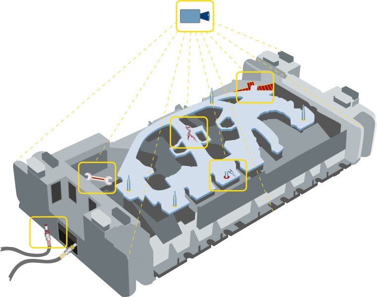 One or more IDS industrial cameras monitor the tool room. Image: Schuler