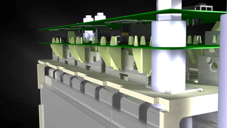 The battery is divided into twelve modules for good and particularly safe...