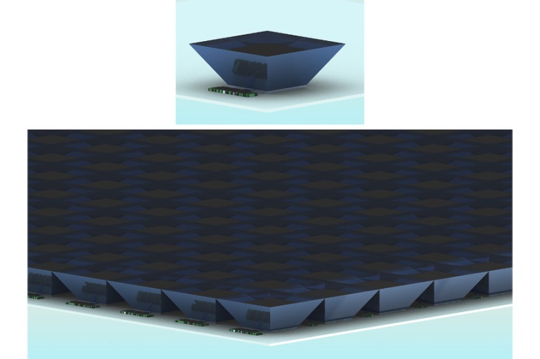 Depictions of the new concentrator in detail and as an array. (Source: N....
