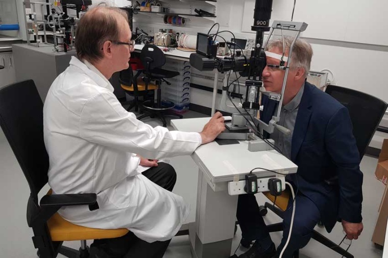Dr Mario Giardini testing the technology (Source: U Strathclyde)