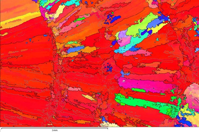 EBSD orientation maps of the samples deposited without ultrasound assistance...
