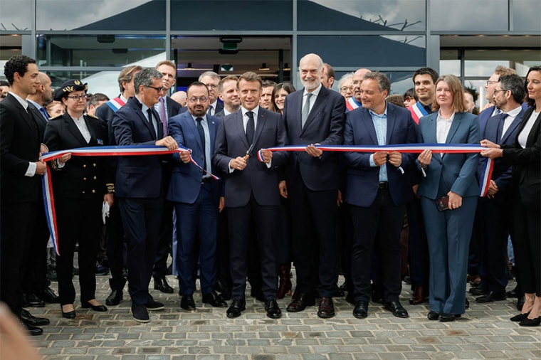 President Emmanuel Macron (center) at the Labex inauguration (Source:...