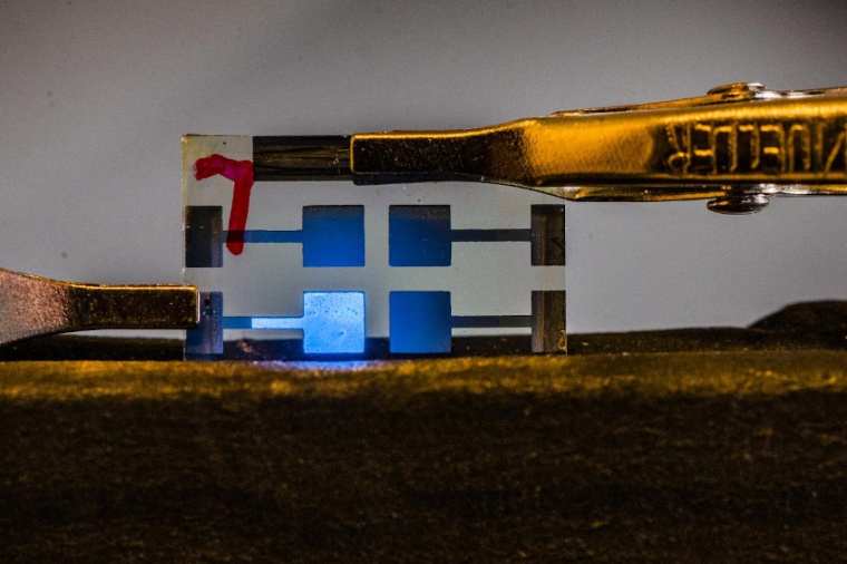 Blue light-emitting diodes based on halide perovskites. (Source: T. Balkhed)