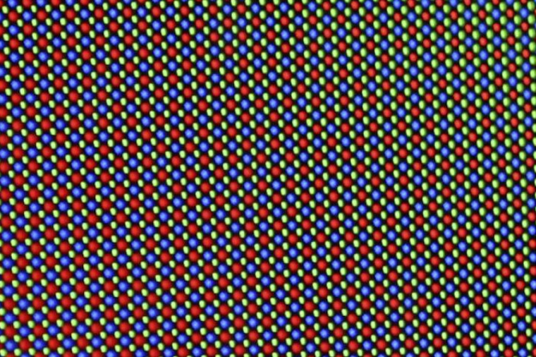 An array of multi-colored LEDs periodically arranged to give off visible light...