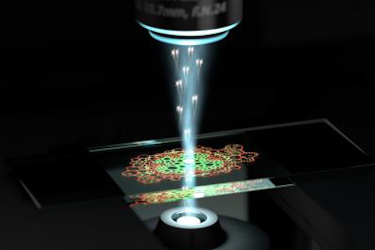 Illustration of the new quantum microscope in action. (Source: U. Queensland)