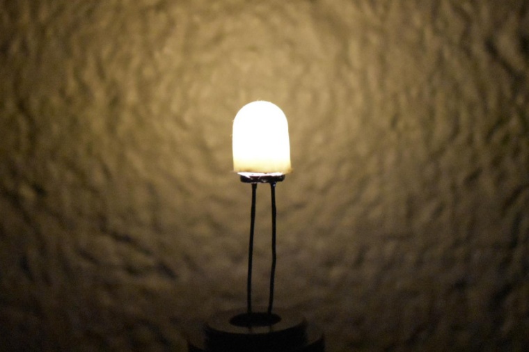 This prototype device creates a warm white light without the blue hues that can...