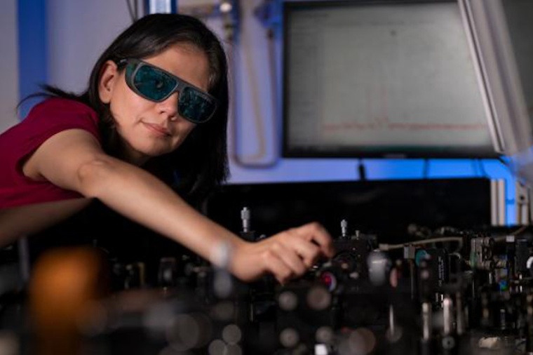 Rocio Camacho Morales demonstrates the conversion of infrared images to the...