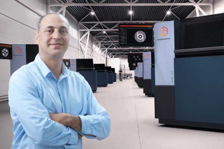 Nanofabrica’s EVP global sales Avi Cohen and an assembly of Tera 250 3D...