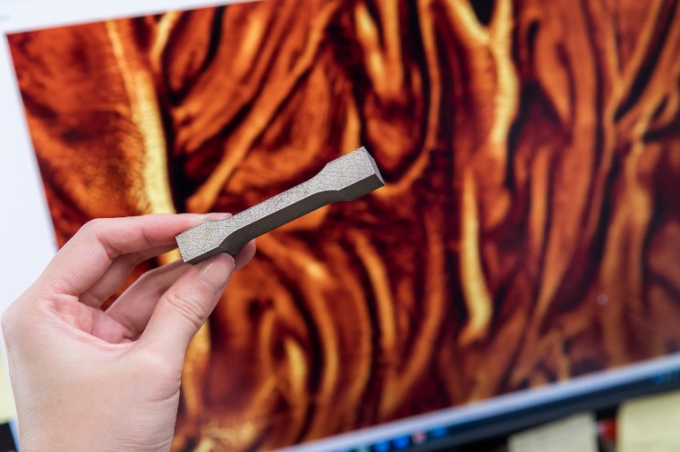 The new titanium alloy using 3D printing has lava-like microstructures that...