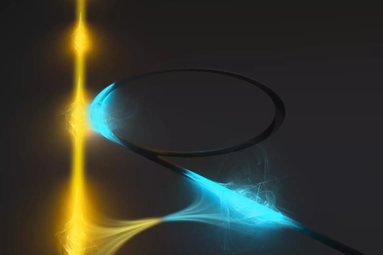 An illustration of the generation of coupled electron-photon pairs with a...