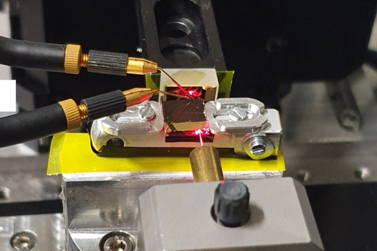 The experimental setup: A red alignment laser was used to visualize the beam...