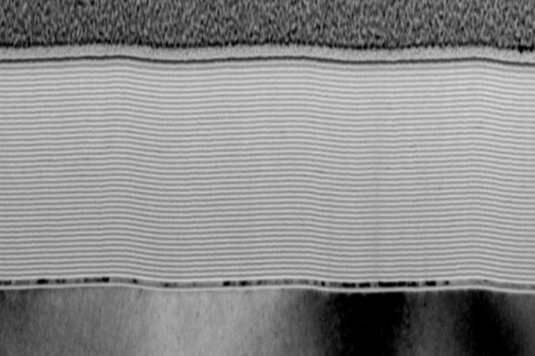 TEM image of the cross-section of the Cr/C multilayer blazed grating...