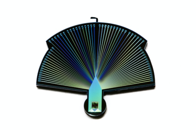 The new detector is made of 32 niobium nitride superconducting nanowires on a...