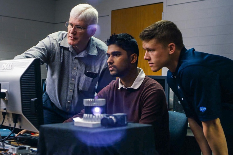 Scott Budge and his graduate students conduct lidar tests in the Center for...