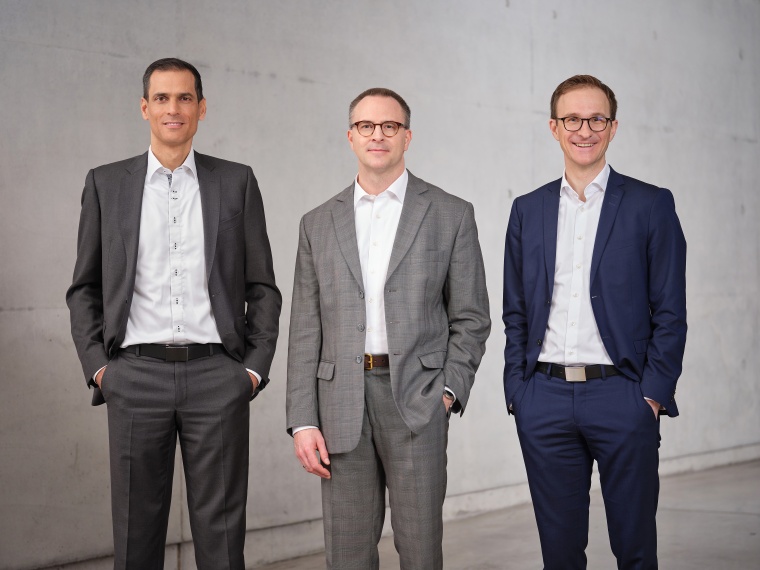Members of the executive management at Leuze. From the left: Xavier Hamers, CEO...
