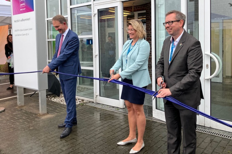 Jenoptik board member Ralf Kuschnereit, CFO Prisca Havranek-Kosicek and Berlin...