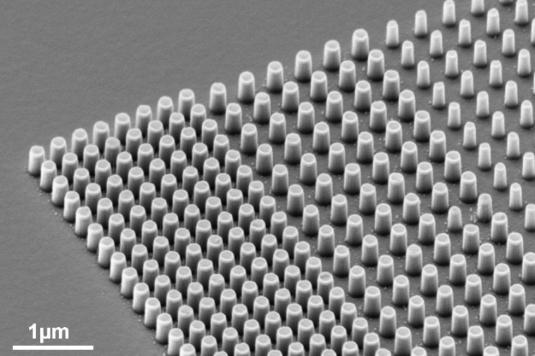 Electron beam microscope image of the metagrid. The unit cell of the grating...