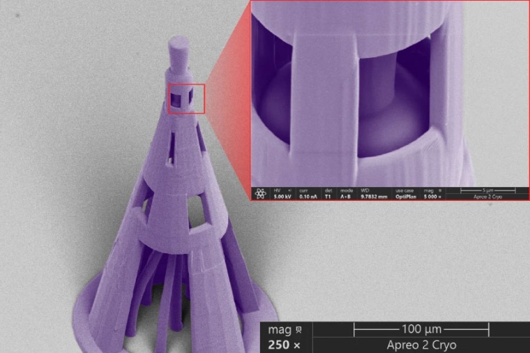 SEM image of photonic lantern structure with a supporting frame. (Source: NPG /...