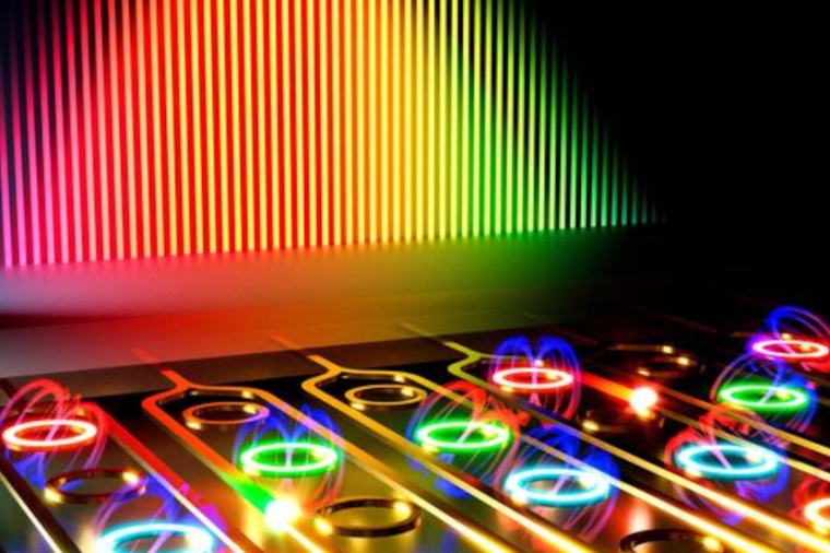 A concept image of the groups photonic in-memory computing. (Source: B. Long,...