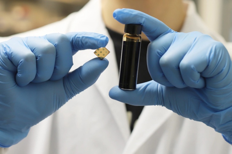 Colloidal quantum dot SWIR photodiodes on the left and solution-processed...