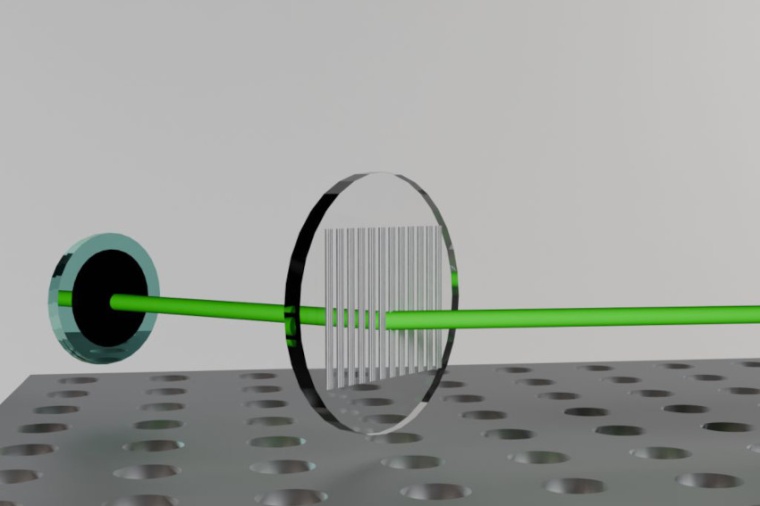 A laser beam hits a metagrating that directs the light waves even at steep...
