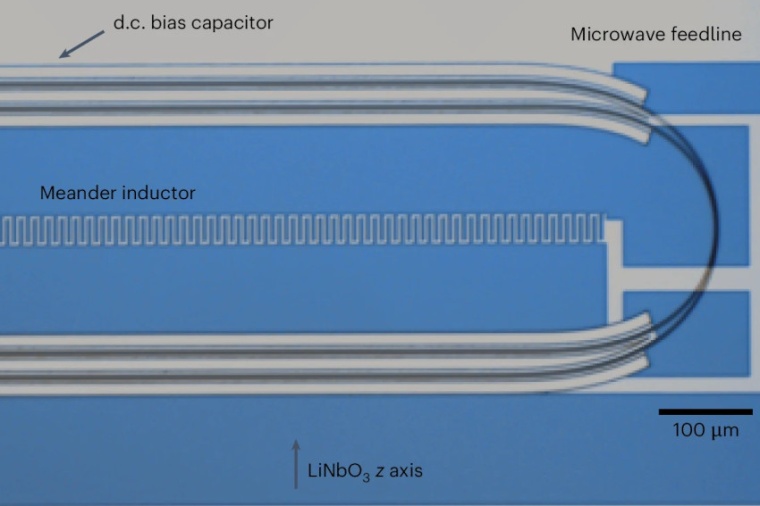 Optical micrograph of the microwave-optical quantum transducer. (Source:...