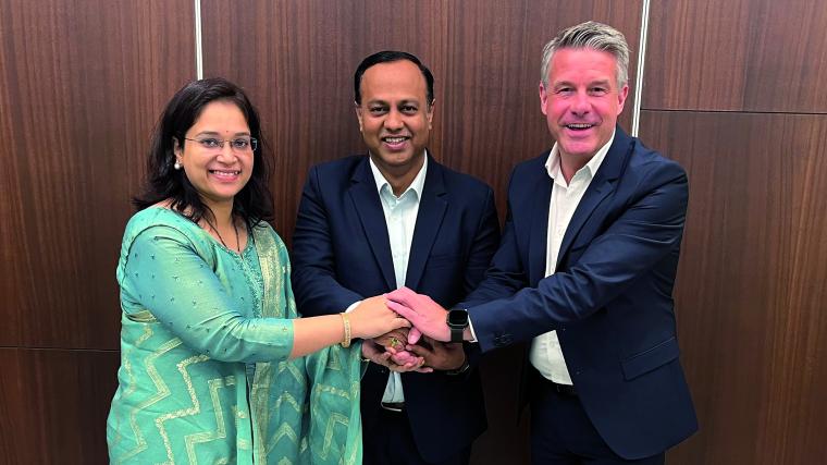 From right: Hardy Mehl (Basler), Harshal Pore (Alpha TechSys) and Mayuri Pore...
